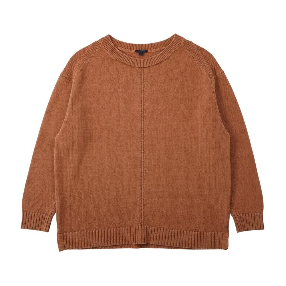 Talbots Sweater Women Medium Brown Cotton Shaker Stitch Crewneck Pullover